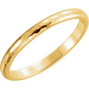 14K Yellow 2 mm Half Round Band with Hammered Texture Size 5 - BN & CO JEWELRY