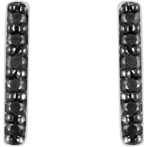 14K White 1/10 CTW Natural Black Diamond Bar Earrings - BN & CO JEWELRY