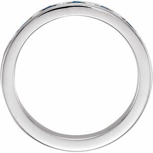 14K White 1/8 CTW Natural Diamond & Natural Blue Sapphire Anniversary Band - BN & CO JEWELRY