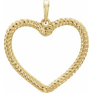 14K Yellow Rope Heart Pendant - BN & CO JEWELRY