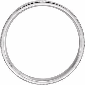 14K White 5 mm Flat Band with Hammered Texture & Milgrain Size 7.5 - BN & CO JEWELRY