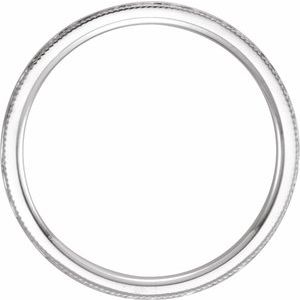 14K White 2 mm Flat Band with Hammered Texture & Milgrain Size 7 - BN & CO JEWELRY