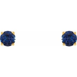 14K Yellow 4 mm Lab-Grown Blue Sapphire Stud Earrings with Friction Post - BN & CO JEWELRY