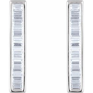 14K White 1/2 CTW Natural Diamond Baguette Bar Earrings - BN & CO JEWELRY