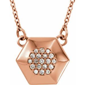 14K Rose .08 CTW Natural Diamond Geometric 16.5" Necklace - BN & CO JEWELRY