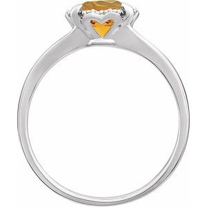 14K White Natural Citrine & .05 CTW Natural Diamond Ring - BN & CO JEWELRY