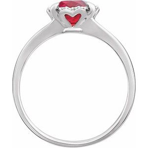 14K White Lab-Grown Ruby & .05 CTW Natural Diamond Ring - BN & CO JEWELRY