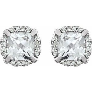 14K White Lab-Grown White Sapphire & 1/10 CTW Natural Diamond Earrings - BN & CO JEWELRY