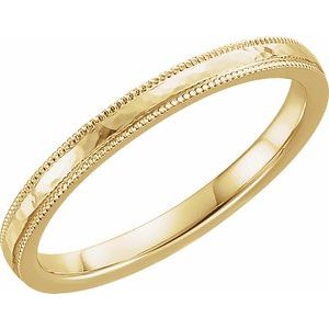 14K Yellow 2 mm Flat Band with Hammered Texture & Milgrain Size 5 - BN & CO JEWELRY