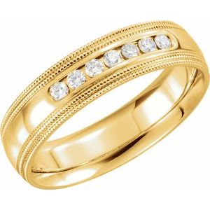 14K Yellow 1/4 CTW Natural Diamond Double Milgrain Size 9.5 - BN & CO JEWELRY