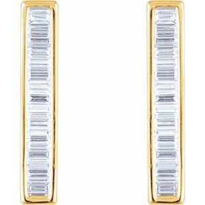 14K Yellow 1/2 CTW Natural Diamond Baguette Bar Earrings - BN & CO JEWELRY