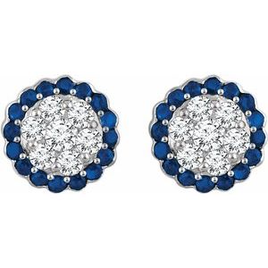 14K White Natural Blue Sapphire & 5/8 CTW Natural Diamond Earrings - BN & CO JEWELRY