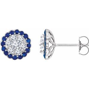 14K White Natural Blue Sapphire & 5/8 CTW Natural Diamond Earrings - BN & CO JEWELRY