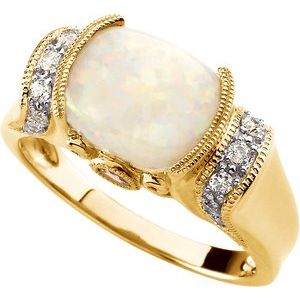 14K Yellow Opal, Pink Tourmaline & 1/6 CTW Diamond Ring - BN & CO JEWELRY