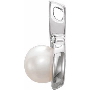 14K White Cultured Freshwater Pearl & .01 CTW Natural Diamond Pendant - BN & CO JEWELRY