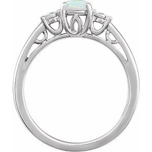 14K White Lab-Grown Opal & .04 CTW Natural Diamond Ring - BN & CO JEWELRY