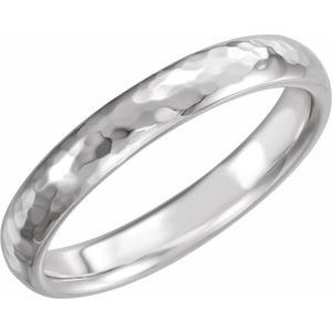 14K White 4 mm Half Round Band with Hammered Texture Size 10 - BN & CO JEWELRY