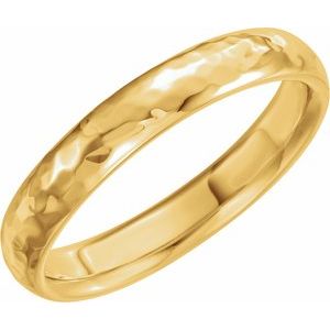 14K Yellow 4 mm Half Round Band with Hammered Texture Size 6 - BN & CO JEWELRY