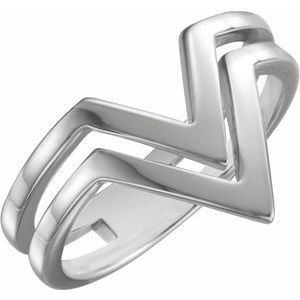 14K White Double Row "V" Ring - BN & CO JEWELRY