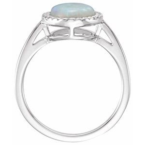 14K White Natural Opal Ring - BN & CO JEWELRY