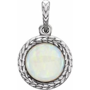 14K White Natural White Opal Pendant - BN & CO JEWELRY
