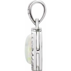 14K White Natural White Opal Pendant - BN & CO JEWELRY