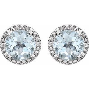 Sterling Silver Natural Aquamarine & .01 CTW Natural Diamond Earrings - BN & CO JEWELRY