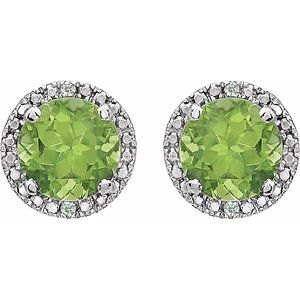 Sterling Silver Natural Peridot & .01 CTW Natural Diamond Earrings - BN & CO JEWELRY