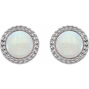 14K White Natural White Opal Bezel-Set Leaf Earrings - BN & CO JEWELRY