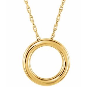 14K Yellow 15 mm Circle 18" Necklace - BN & CO JEWELRY