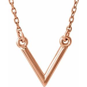 14K Rose "V" 16.5" Necklace - BN & CO JEWELRY