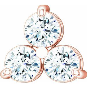 14K Rose 3 mm Round Three-Stone Slide Pendant - BN & CO JEWELRY