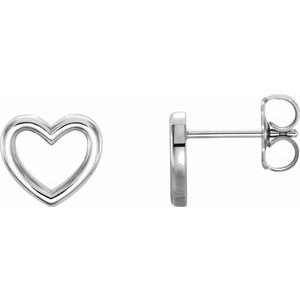14K White 8.7x8 mm Heart Earrings - BN & CO JEWELRY
