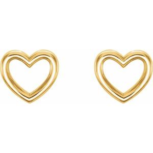 14K Yellow 8.7x8 mm Heart Earrings - BN & CO JEWELRY