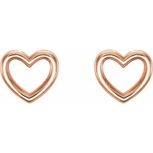 14K Rose 8.7x8 mm Heart Earrings - BN & CO JEWELRY