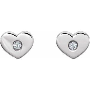14K White .06 CTW Natural Diamond Heart Earrings - BN & CO JEWELRY