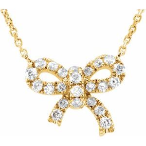 14K Yellow 1/6 CTW Natural Diamond Bow 18" Necklace - BN & CO JEWELRY