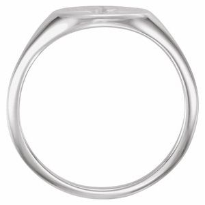 14K White .02 CT Diamond 10x8 mm Oval Starburst Signet Ring - BN & CO JEWELRY