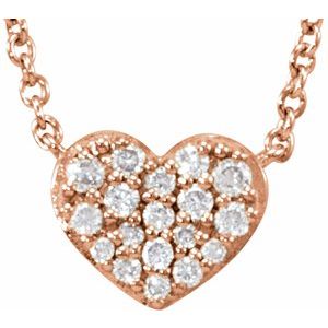 14K Rose 1/10 CTW Natural Diamond Heart 18" Necklace - BN & CO JEWELRY