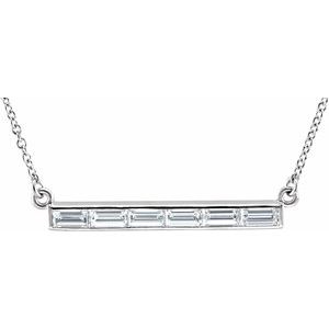 14K White 3/4 CTW Natural Diamond Bar 17" Necklace - BN & CO JEWELRY