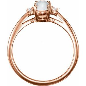 14K Rose Natural Rainbow Moonstone & .06 CTW Natural Diamond Ring - BN & CO JEWELRY