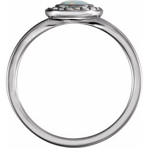 14K White Natural White Opal & .07 CTW Natural Diamond Halo-Style Ring - BN & CO JEWELRY