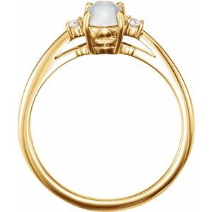 14K Yellow Natural Rainbow Moonstone & .06 CTW Natural Diamond Ring - BN & CO JEWELRY