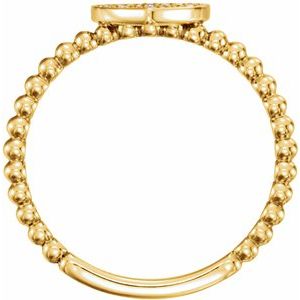 14K Yellow 1/8 CTW Diamond Heart Bead Ring - BN & CO JEWELRY
