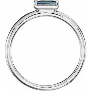 14K White Natural London Blue Topaz Stackable Ring - BN & CO JEWELRY