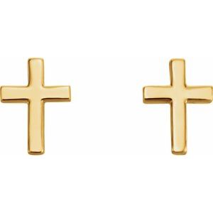14K Yellow 6 mm Cross Earrings - BN & CO JEWELRY