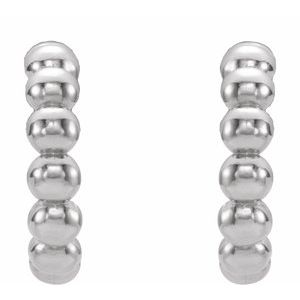 Sterling Silver 12 mm Beaded Huggie Earrings - BN & CO JEWELRY