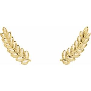 14K Yellow Petite Leaf Ear Climbers - BN & CO JEWELRY