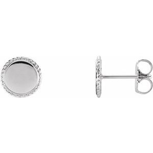 14K White Engravable Rope Earrings - BN & CO JEWELRY