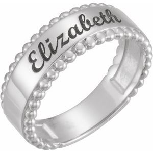 Sterling Silver Engravable Beaded Ring - BN & CO JEWELRY